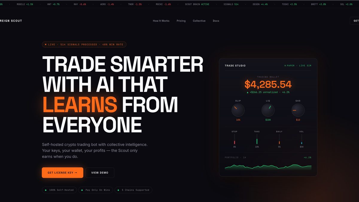Sovereign Scout — AI trading agent interface